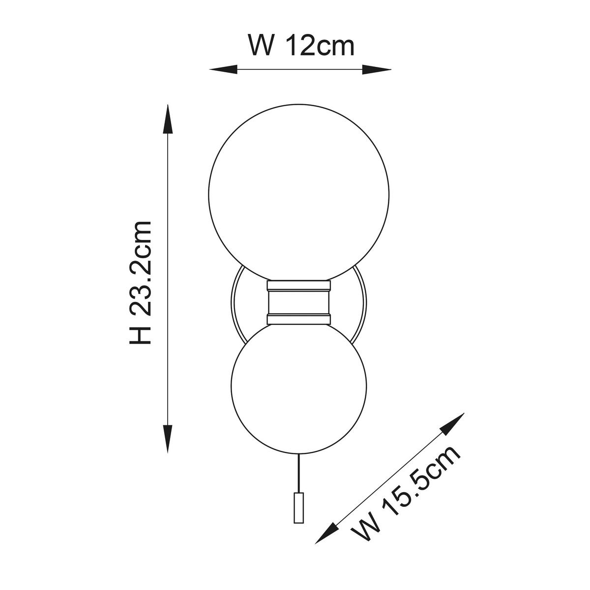 BADEZIMMER-WANDLEUCHTE Pulsa 12/23.2 cm   - Opal/Schwarz, Basics, Glas (12/23.2cm) - ENDON