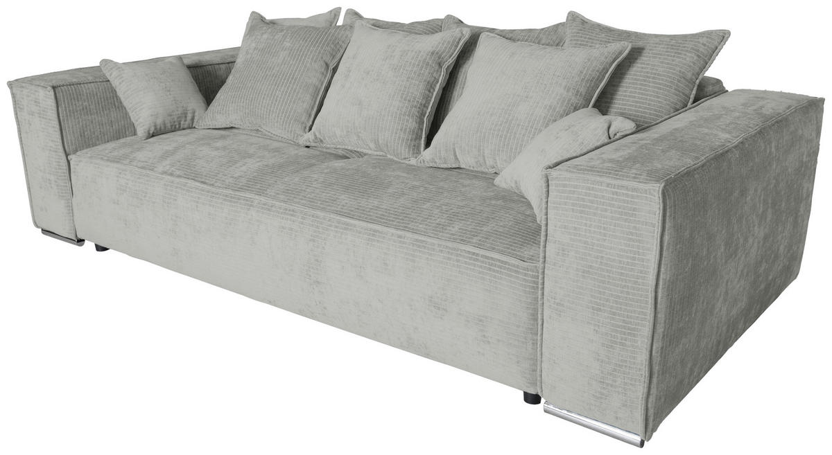 BIGSOFA Flachgewebe Naturfarben  - Chromfarben/Naturfarben, KONVENTIONELL, Textil/Metall (256/68/122cm) - Carryhome