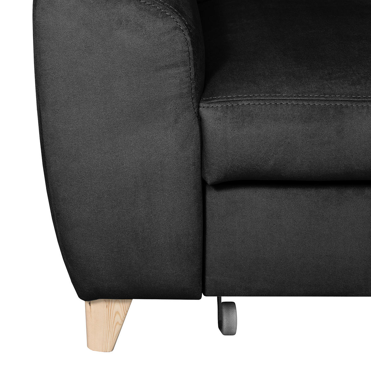 ECKSOFA in Webstoff Schwarz  - Buchefarben/Schwarz, Design, Holz/Textil (245/208cm) - Livetastic