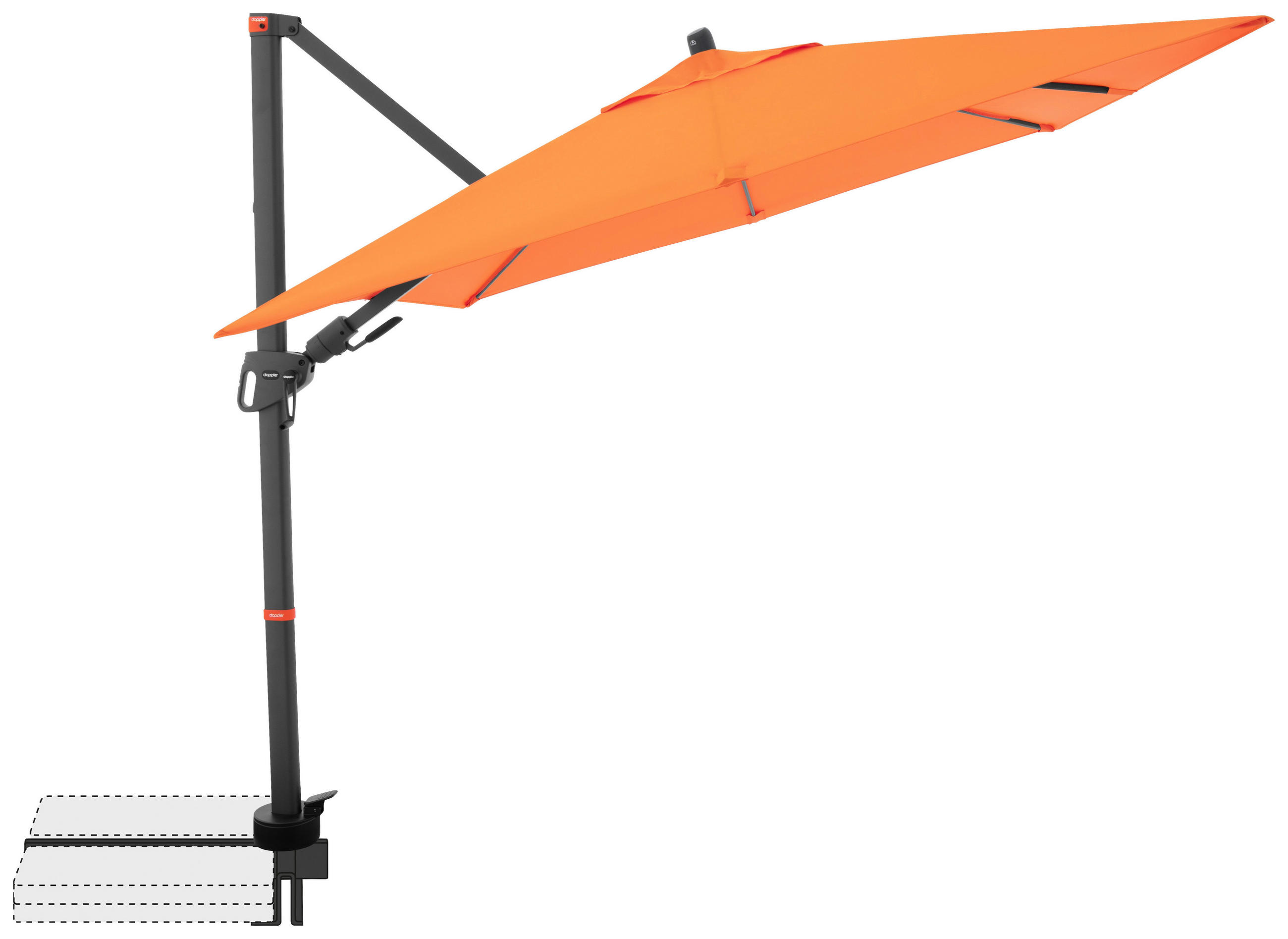 AMPELSCHIRM 210x210 cm  - Anthrazit/Orange, Basics, Textil/Metall (210/210cm) - Doppler