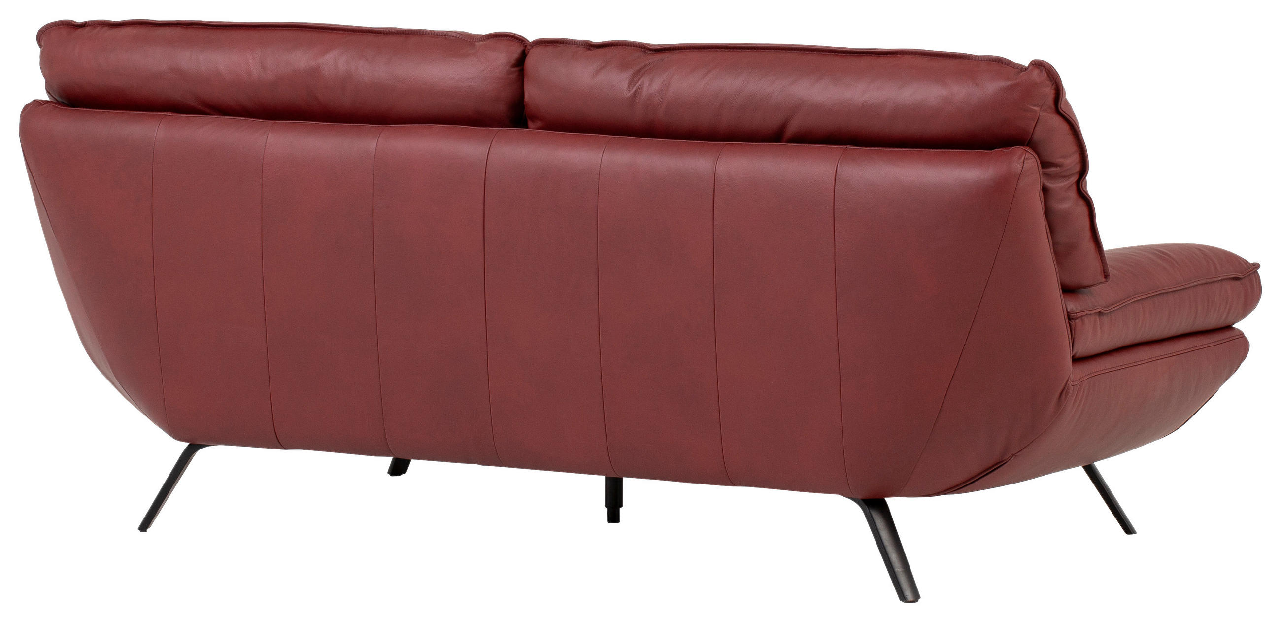 2,5SEDÁK, bordeaux, pravá kůže - bordeaux/černá, Design, kov/kůže (206/94/95cm) - Celina Home