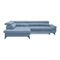 ECKSOFA Chenille Hellblau  - Schwarz/Hellblau, Modern, Textil/Metall (201/296cm) - Livetastic