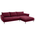 ECKSOFA  in Webstoff Bordeaux  304/196 cm  - Bordeaux/Schwarz, KONVENTIONELL, Textil/Metall (304/196cm) - Hom`in