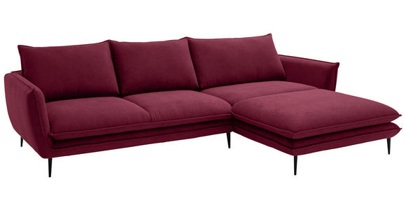 ECKSOFA  in Webstoff Bordeaux  304/196 cm  - Bordeaux/Schwarz, KONVENTIONELL, Textil/Metall (304/196cm) - Hom`in