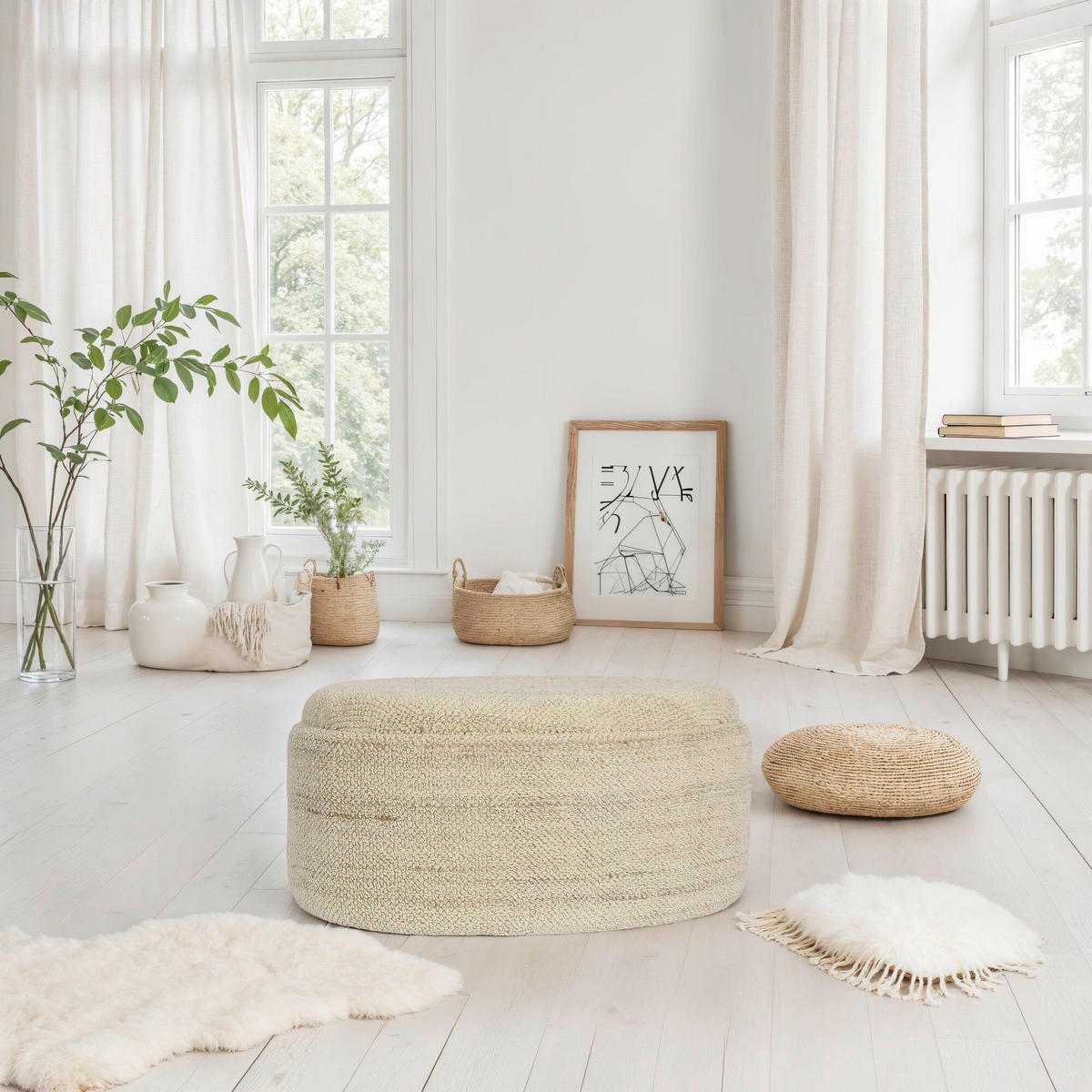 HOCKER Beige  - Beige, Design, Textil (81/40/62cm) - MID.YOU