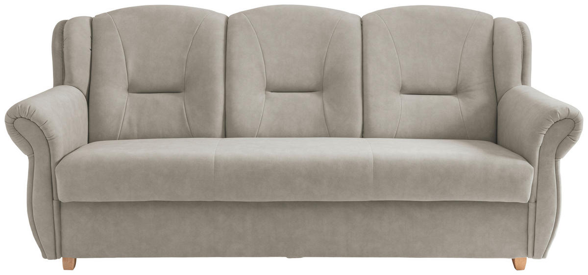 3-SITZER-SOFA Mikrofaser Silberfarben  - Wildeiche/Silberfarben, Konventionell, Holz/Textil (220/98/90cm) - Livetastic