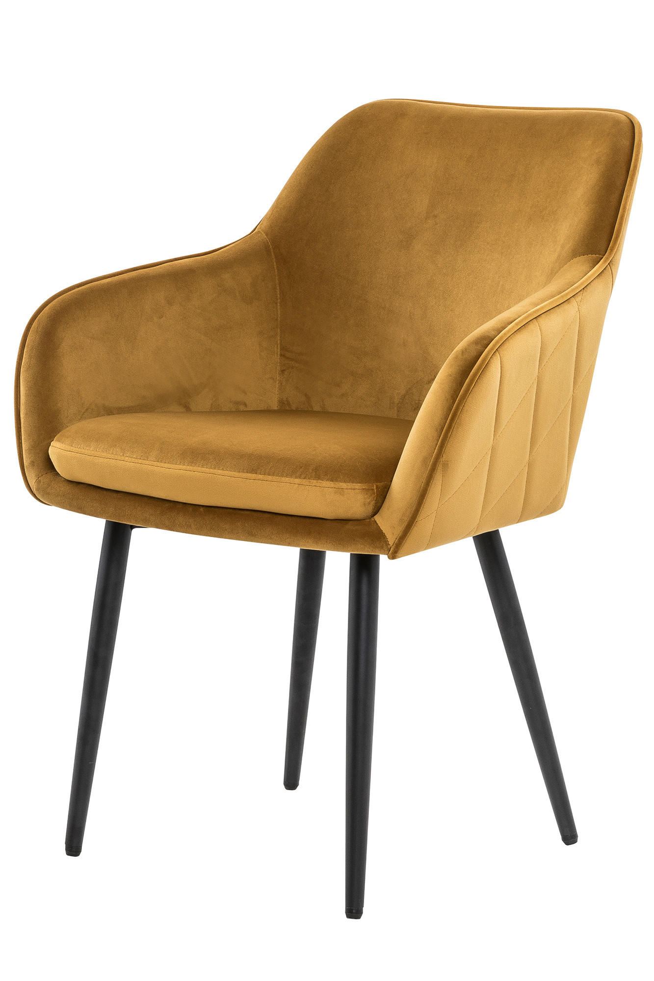 ARMLEHNSTUHL  in Samt  - Senfgelb/Schwarz, MODERN, Textil/Metall (61/85/60cm) - Livetastic