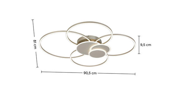 LED-DECKENLEUCHTE 90,5/81/9,5 cm   - Chromfarben/Champagner, Design, Kunststoff/Metall (90,5/81/9,5cm) - Novel