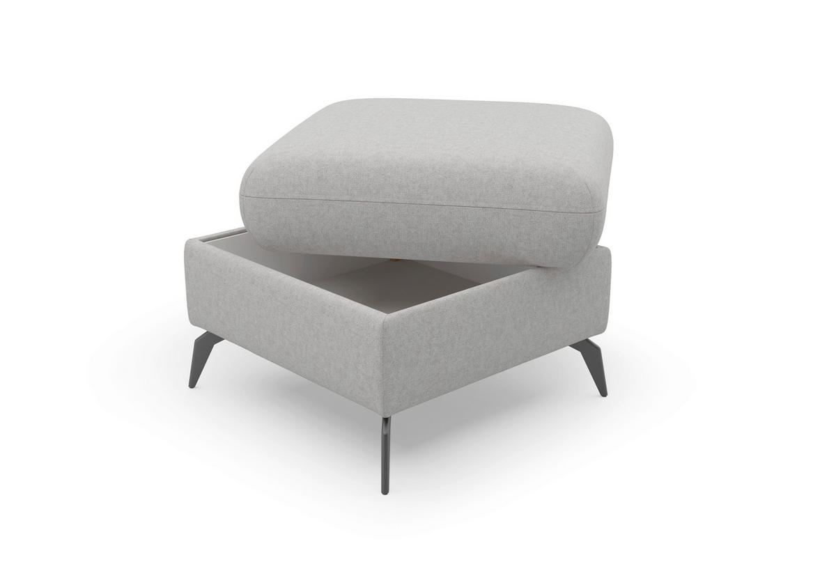 HOCKER Flachgewebe Hellgrau  - Hellgrau/Schwarz, KONVENTIONELL, Textil/Metall (58/50/58cm) - Sit & More