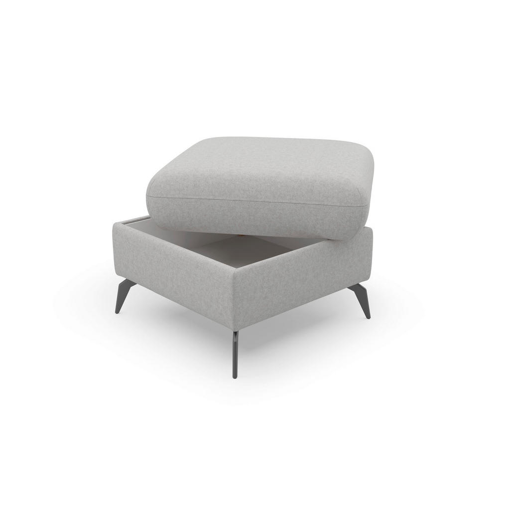 Thumbnail - Sit & More Hocker Rochelle E, Hellgrau, Textil, quadratisch, 58x50x58 cm, Goldenes M, Oeko-Tex® Standard 100, Made in Eu...