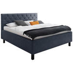 POLSTERBETT gepolstertes Kopfteil, Lattenrost, Bettkasten Blau 160/200 cm  - Blau/Schwarz, MODERN, Holz/Holzwerkstoff (160/200cm) - Xora