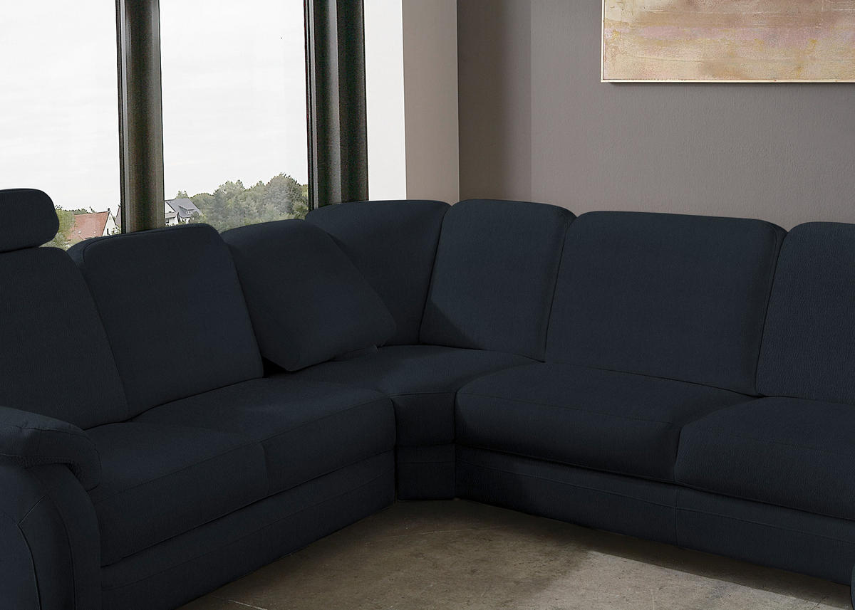 WOHNLANDSCHAFT Echtleder Dunkelblau  - Alufarben/Dunkelblau, Konventionell, Leder/Metall (239/329/165cm) - Beldomo Premium