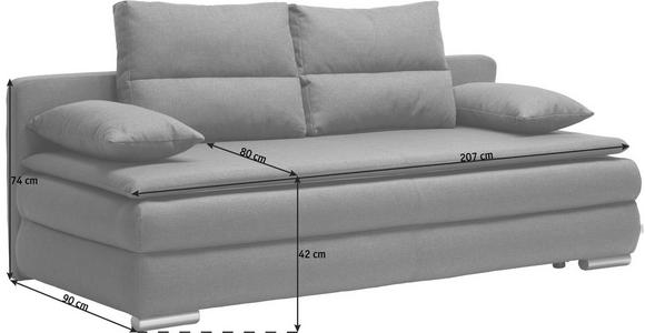 SCHLAFSOFA in Textil Blau, Grau - Blau/Silberfarben, KONVENTIONELL, Kunststoff/Textil (207/94/90cm) - Venda