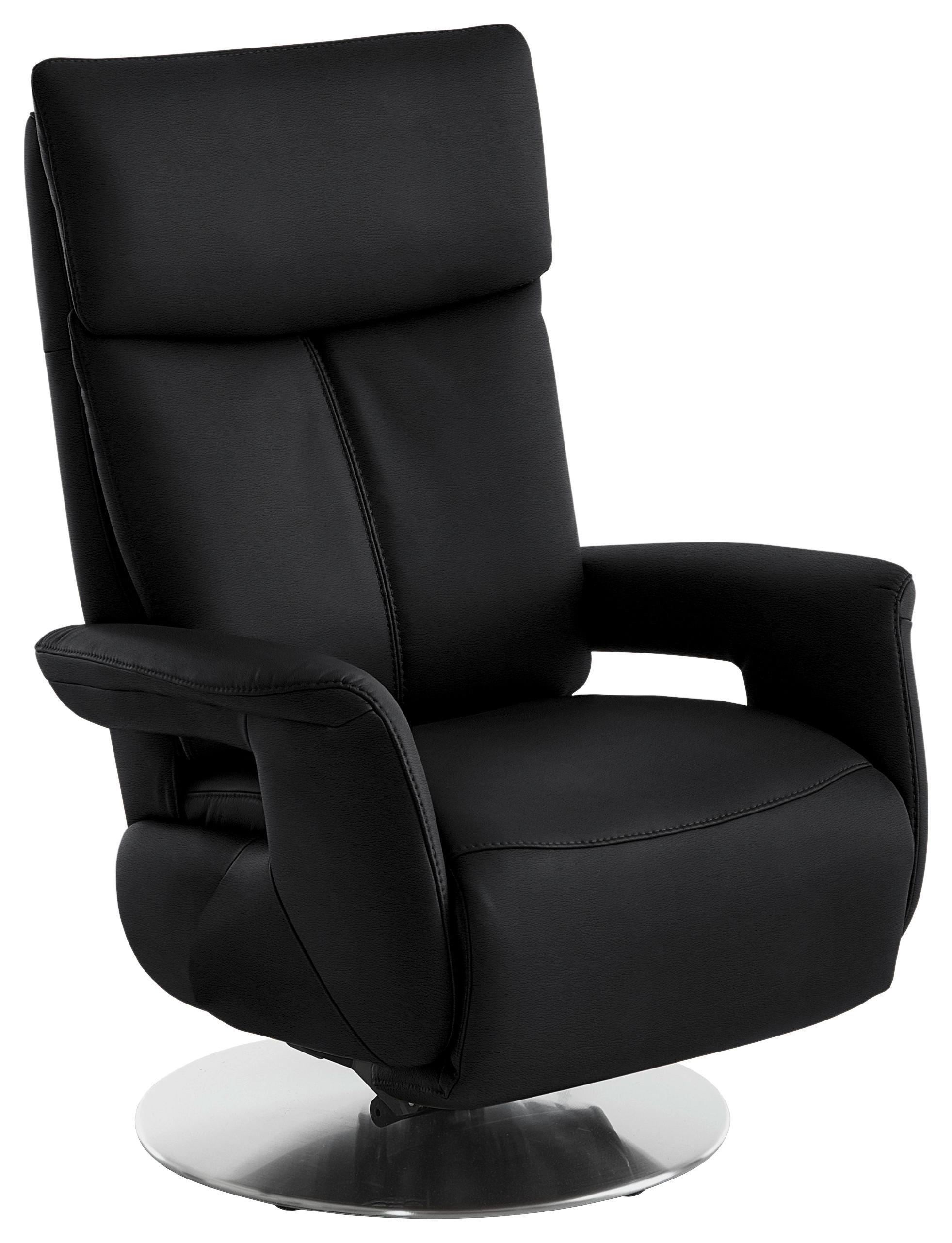 RELAXSESSEL in Leder Schwarz  - Edelstahlfarben/Schwarz, Design, Leder/Metall (78/112/85cm) - Cantus
