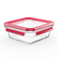 FRISCHHALTEDOSE Clip & Close 0,8 L  - Rot, KONVENTIONELL, Glas/Kunststoff (16,6/16,6/7cm) - Emsa
