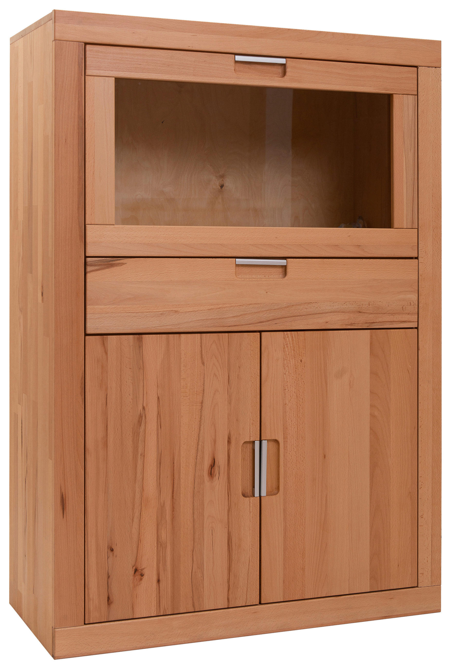 KOMMODE 95/126/42 cm Kernbuche massiv  - Alufarben/Kernbuche, Natur, Glas/Holz (95/126/42cm) - Carryhome