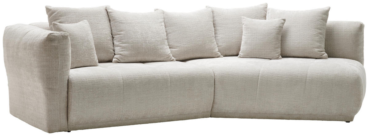 ECKSOFA in Chenille Creme  - Creme/Schwarz, Modern, Kunststoff/Textil (315/180cm) - Hom`in