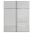 SCHWEBETÜRENSCHRANK 162/223/68 cm 2-türig Grau, Schwarz  - Chromfarben/Schwarz, KONVENTIONELL, Glas/Holzwerkstoff (162/223/68cm) - Novel