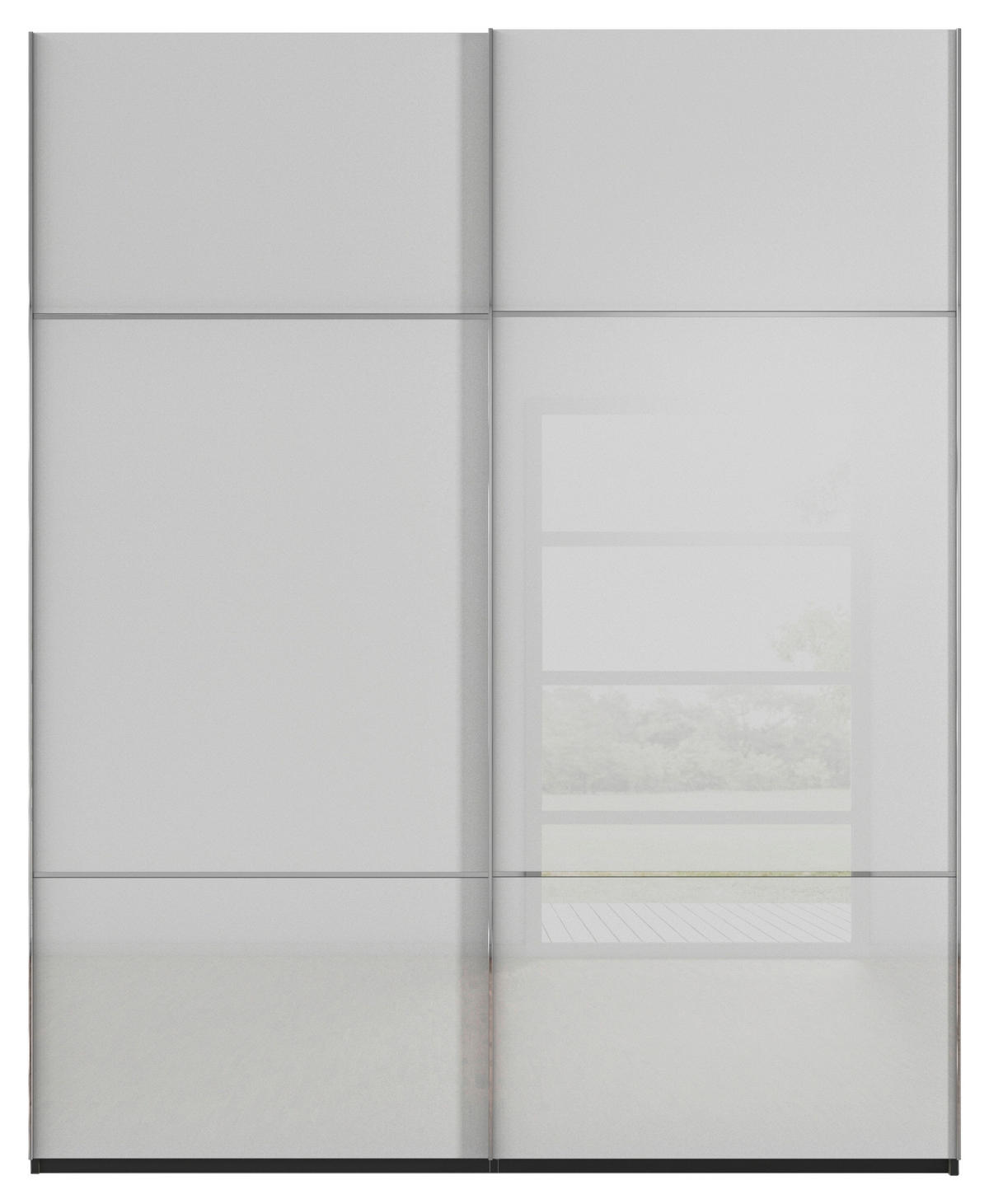 SCHWEBETÜRENSCHRANK in Grau, Schwarz  - Chromfarben/Schwarz, Konventionell, Glas/Holzwerkstoff (162/223/68cm) - Novel