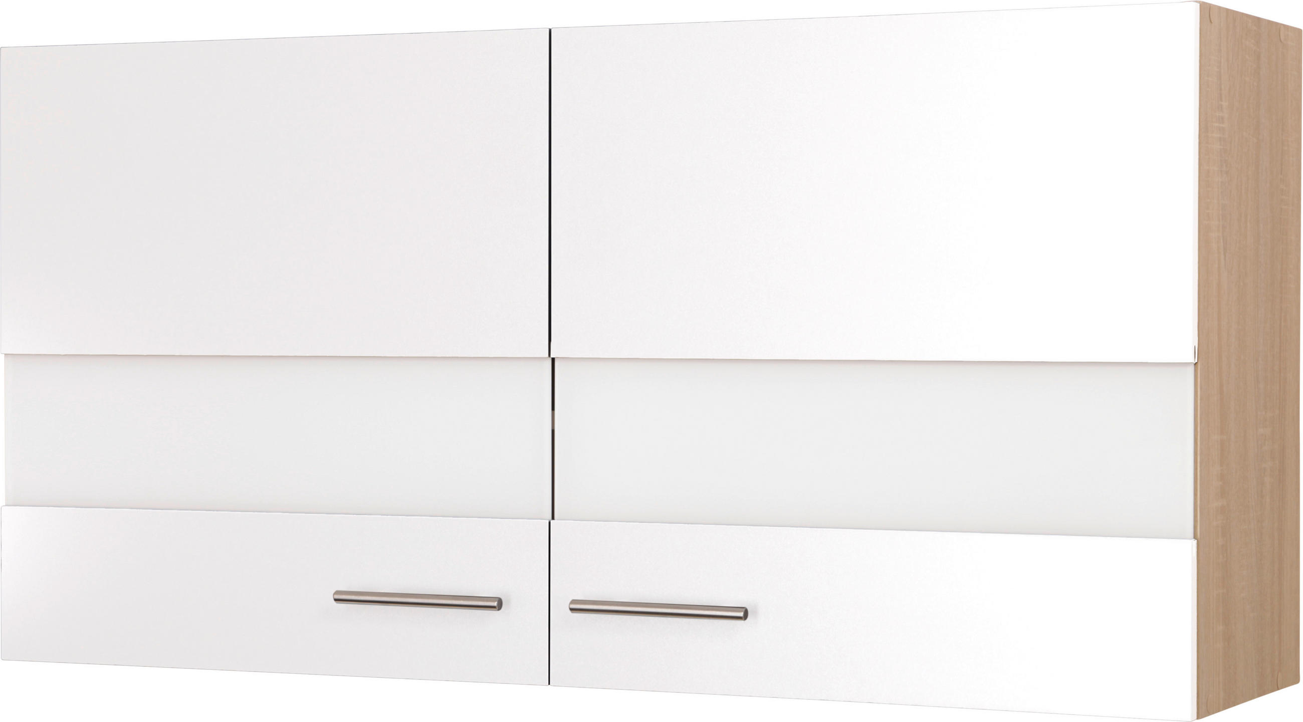 KÜCHENOBERSCHRANK 110/56,1/34,6 cm  in Weiß, Eichefarben  - Eichefarben/Silberfarben, Basics, Glas/Holzwerkstoff (110/56,1/34,6cm) - Respekta