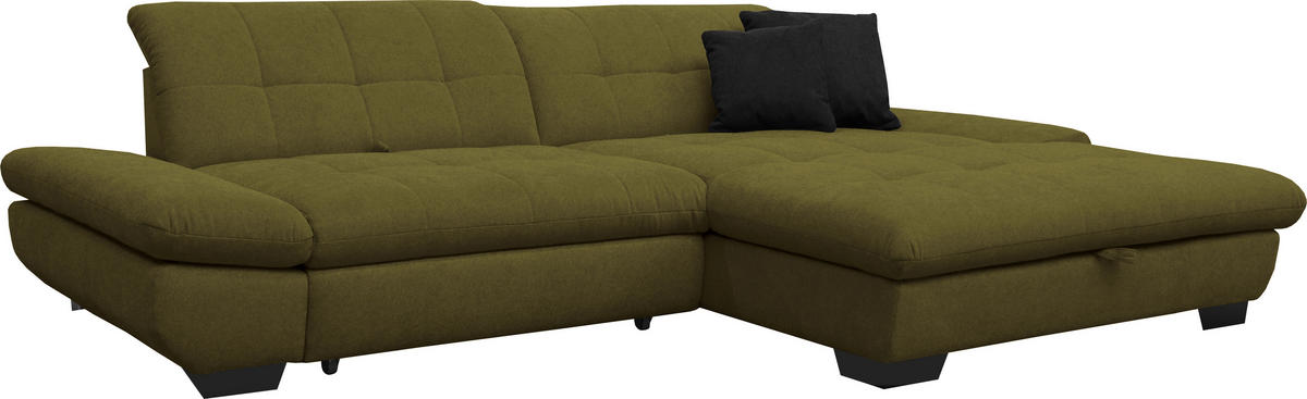 ECKSOFA in Mikrofaser Grün  - Schwarz/Grün, Design, Textil/Metall (290/198cm) - Xora