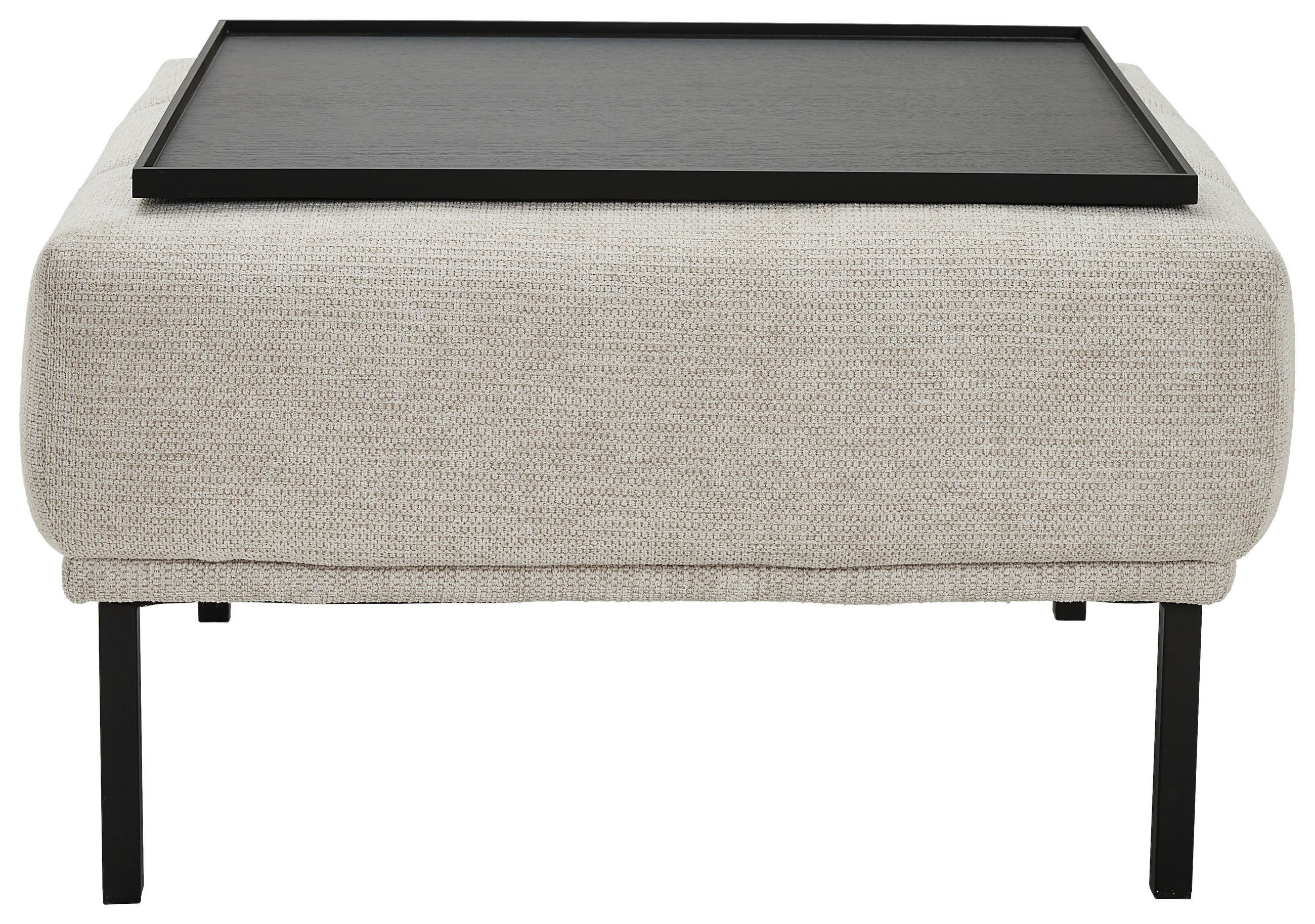 HOCKER Flachgewebe Creme  - Creme/Schwarz, Design, Textil/Metall (80/46/80cm) - Pure Home Lifestyle
