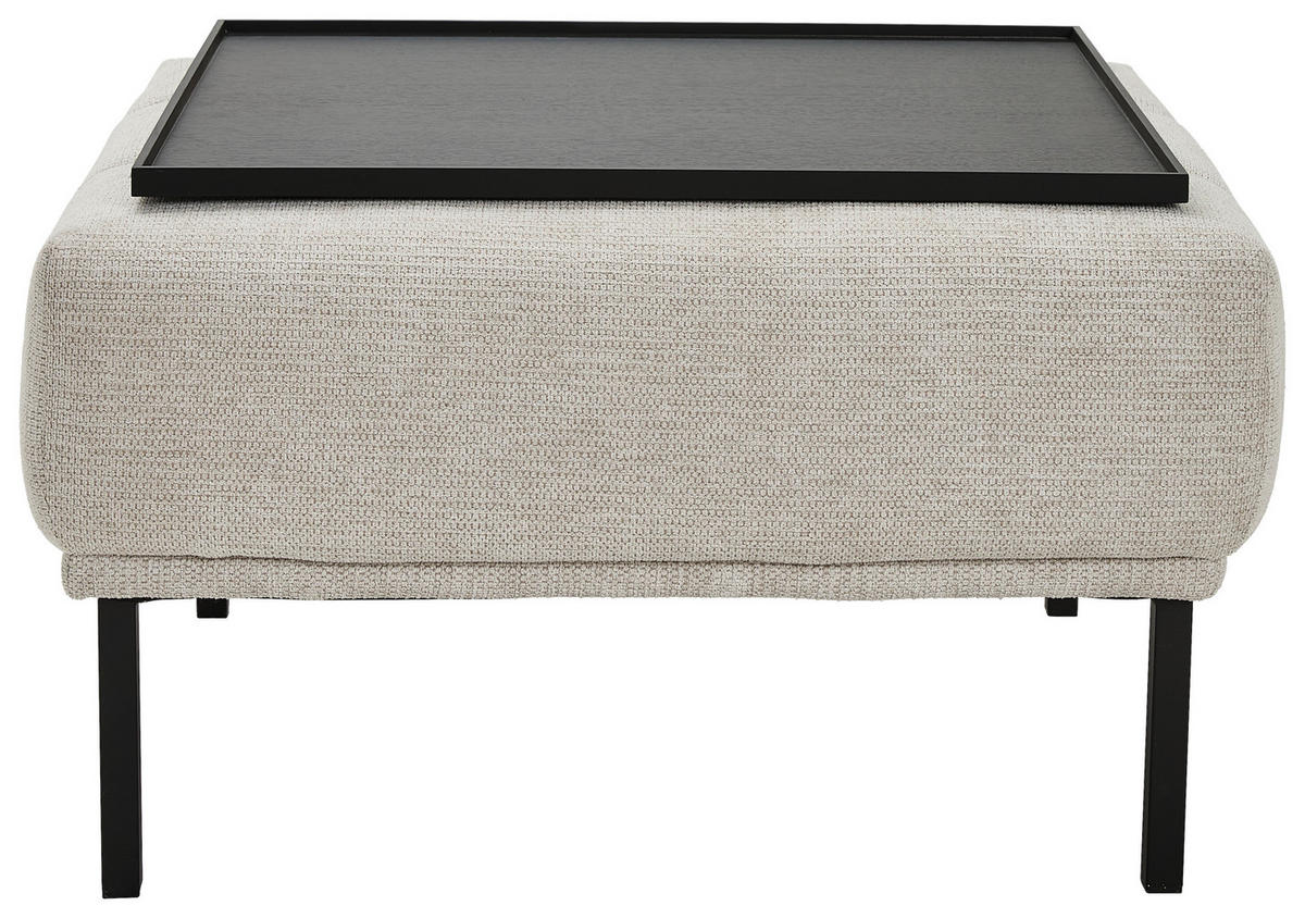 HOCKER in Textil Creme  - Creme/Schwarz, Design, Textil/Metall (80/46/80cm) - Pure Home Lifestyle