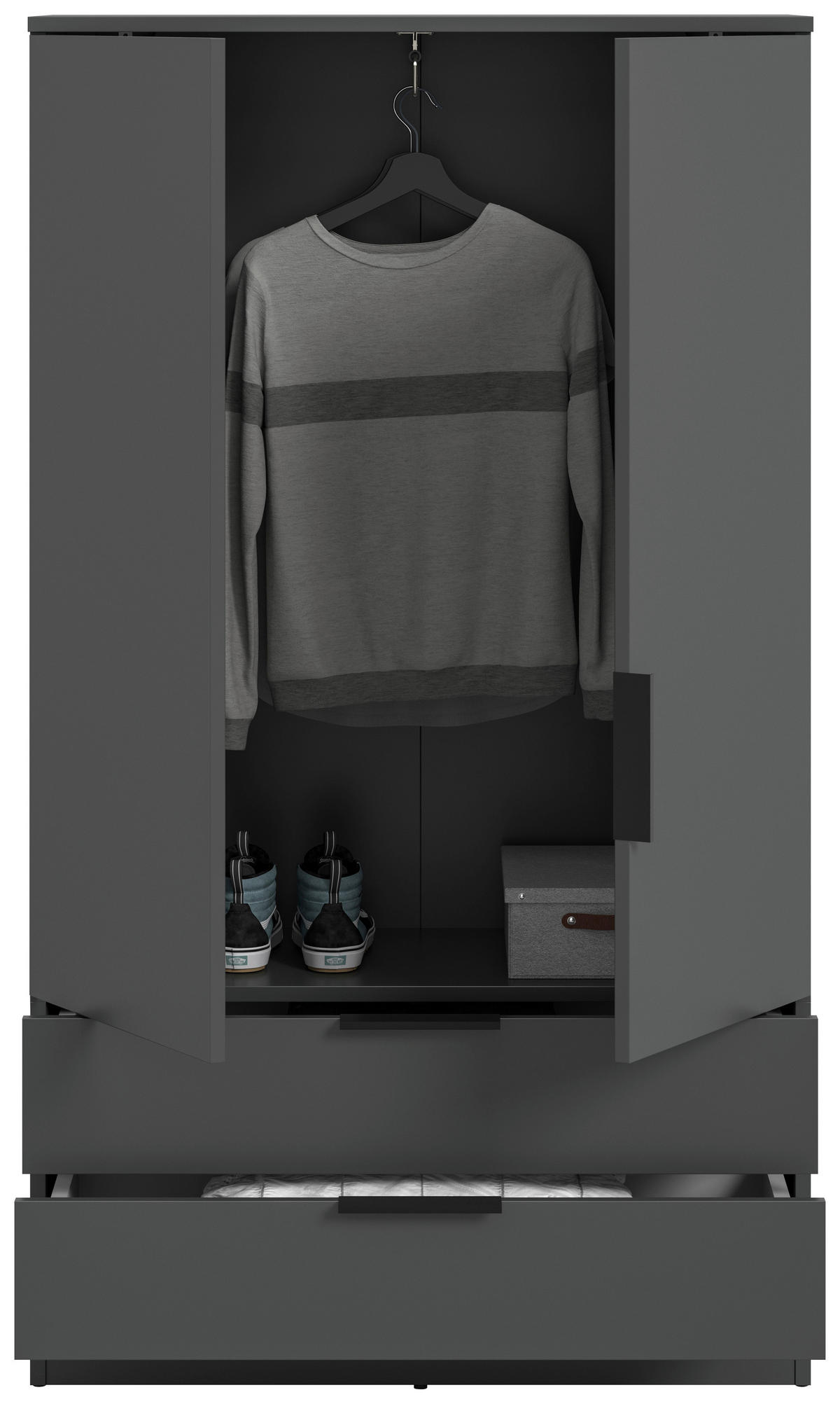 DREHTÜRENSCHRANK 80/140/37 cm,  in Anthrazit, 2-türig  - Anthrazit/Schwarz, MODERN, Holzwerkstoff/Kunststoff (80/140/37cm) - MID.YOU