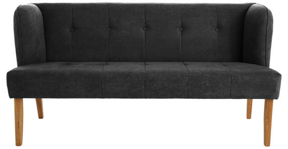 SITZBANK 179/88/76 cm Webstoff Dunkelgrau Eiche vollmassiv - Eichefarben/Dunkelgrau, KONVENTIONELL, Holz/Textil (179/88/76cm) - Cantus