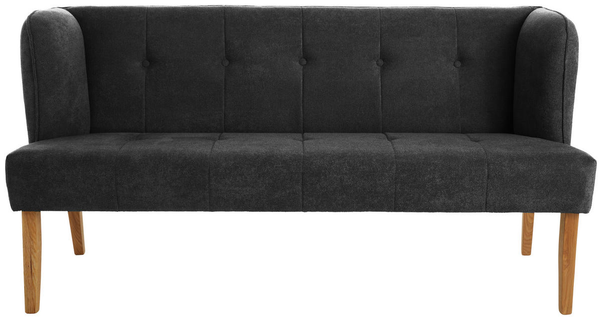 SITZBANK 179/88/76 cm Webstoff Dunkelgrau Eiche vollmassiv  - Eichefarben/Dunkelgrau, KONVENTIONELL, Holz/Textil (179/88/76cm) - Cantus