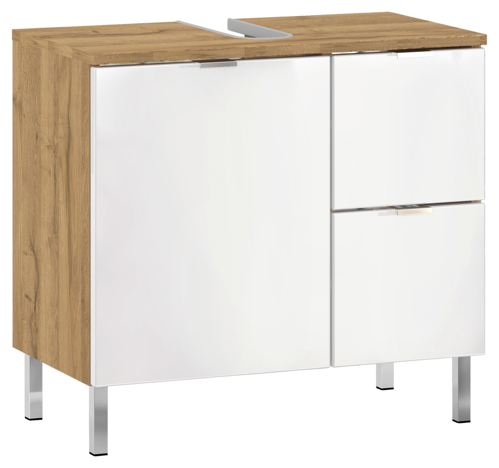 WASCHBECKENUNTERSCHRANK 60/56/34 cm  - Chromfarben/Eichefarben, KONVENTIONELL, Holzwerkstoff/Metall (60/56/34cm) - Germania