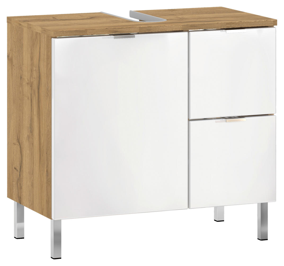 WASCHBECKENUNTERSCHRANK 60/56/34 cm  - Chromfarben/Eichefarben, KONVENTIONELL, Holzwerkstoff/Metall (60/56/34cm) - Germania