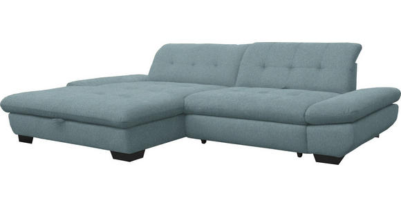 ECKSOFA in Mikrofaser Pastellblau  - Pastellblau/Schwarz, Design, Textil/Metall (198/290cm) - Xora