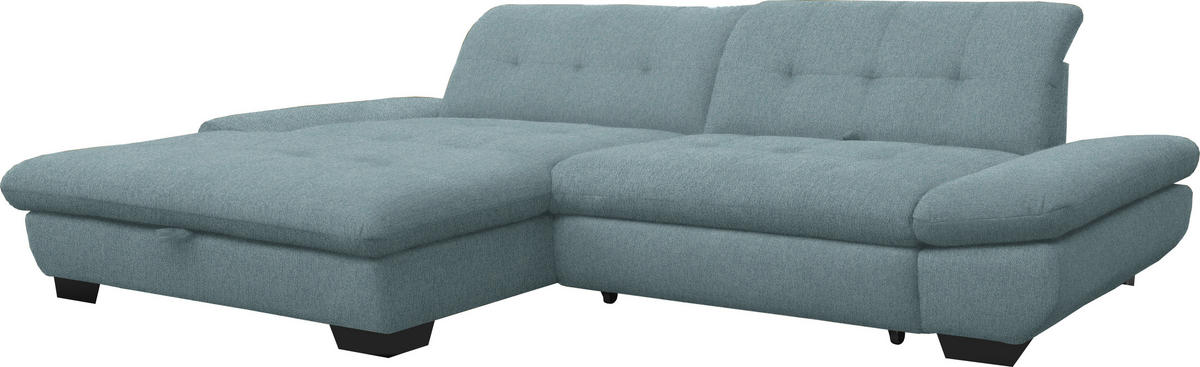 ECKSOFA in Mikrofaser Pastellblau  - Pastellblau/Schwarz, Design, Textil/Metall (198/290cm) - Xora