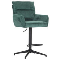 BARHOCKER Cord Grün Stoffauswahl, Sitzfläche 360° drehbar  - Schwarz/Grün, Design, Textil/Metall (54/98-120/58cm) - Novel