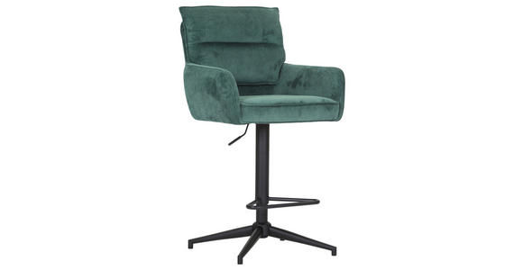 BARHOCKER Cord Grün Stoffauswahl, Sitzfläche 360° drehbar  - Schwarz/Grün, Design, Textil/Metall (54/98-120/58cm) - Novel