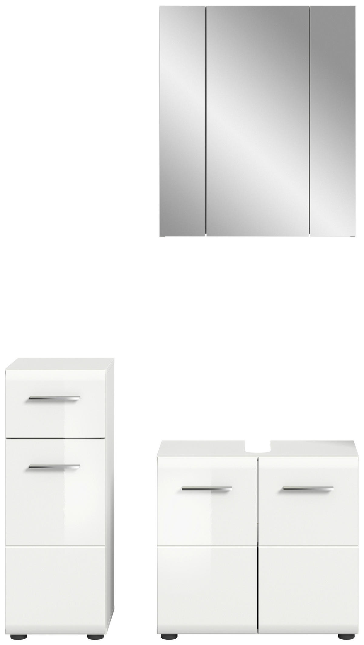 KOPALNICA  bela, visoki sijaj  - srebrne barve/črna, Moderno, umetna masa/steklo (90cm) - MID.YOU