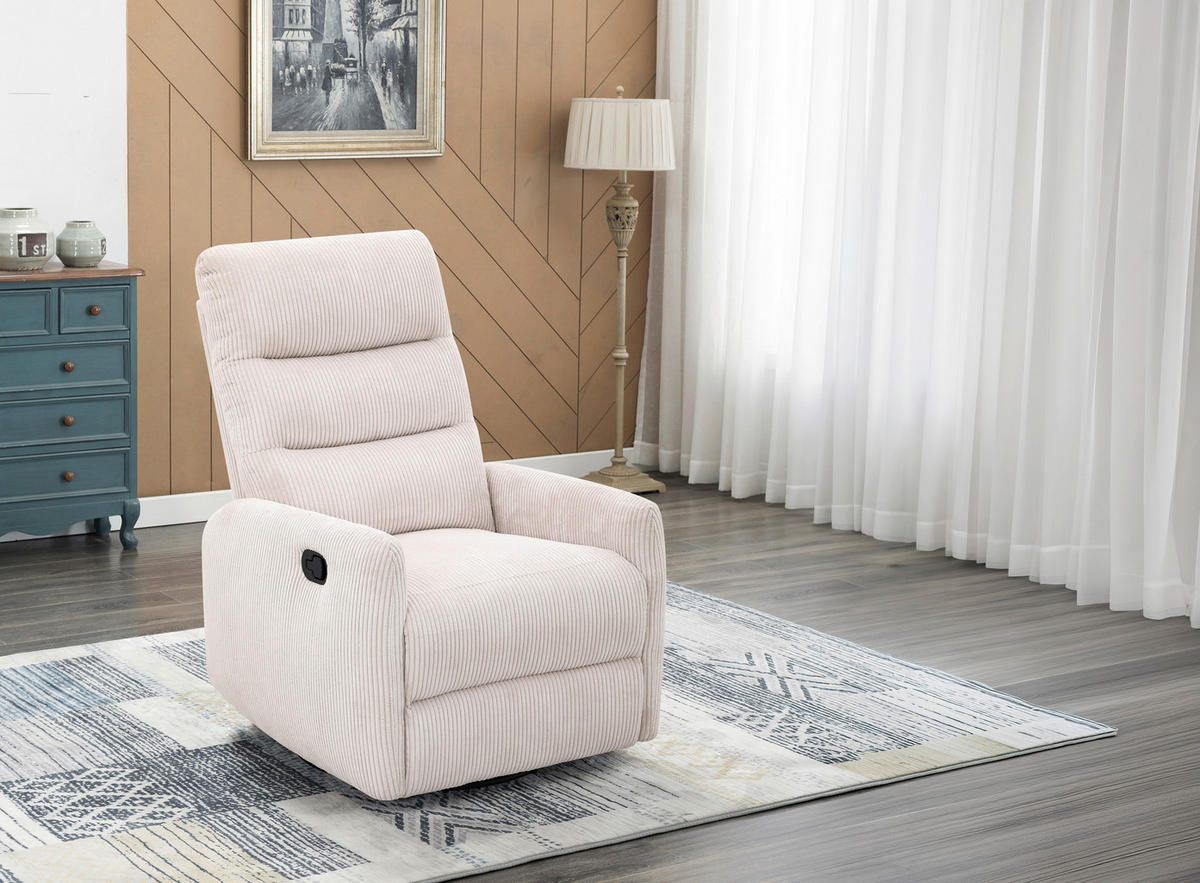 RELAXSESSEL Cord Relaxfunktion    - Beige/Schwarz, Design, Textil/Metall (78/107/95cm) - Carryhome