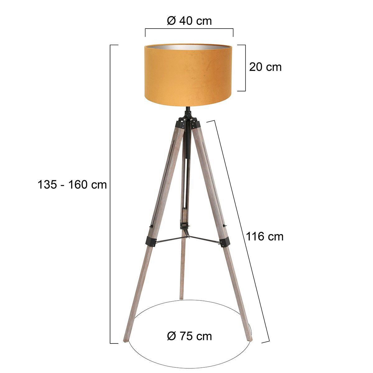 STEHLEUCHTE - Eiche grau/Goldfarben, Trend, Naturmaterialien/Holz (75/170/75cm)