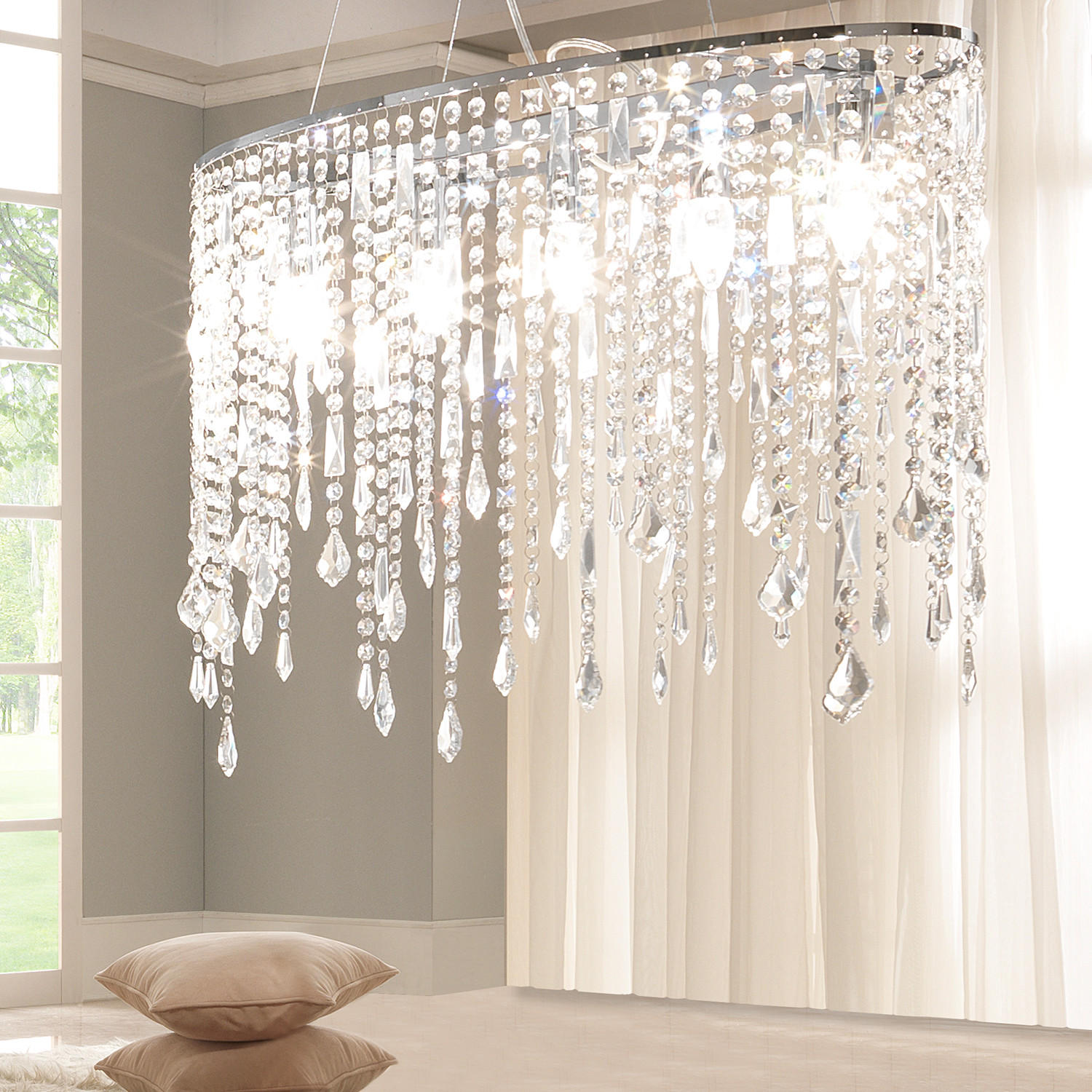 KRONLEUCHTER 75/40/120 cm   - Chromfarben, KONVENTIONELL, Glas/Metall (75/40/120cm)