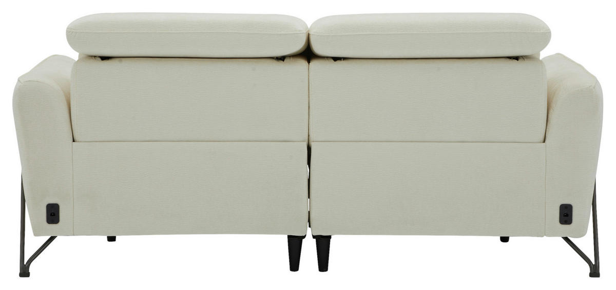 3-SITZER-SOFA in Flachgewebe Creme  - Creme/Schwarz, Lifestyle, Textil/Metall (198/83/107/111cm) - Livetastic