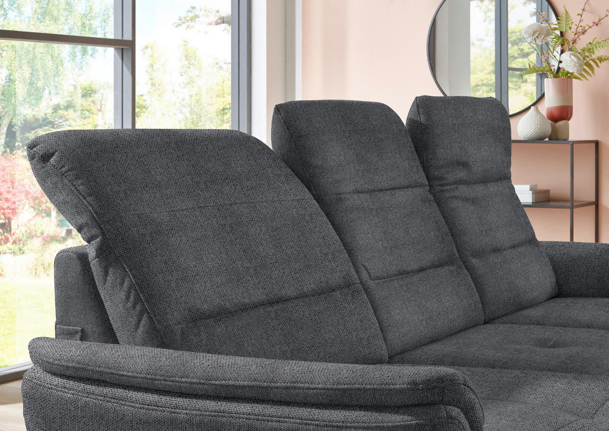 ECKSOFA in Flachgewebe Anthrazit  - Anthrazit/Schwarz, Konventionell, Textil/Metall (181/260cm) - Beldomo Speed