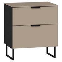 NACHTSCHRANK 45/53/43 cm  - Hellbraun/Schwarz, Design, Glas/Holzwerkstoff (45/53/43cm) - Jutzler