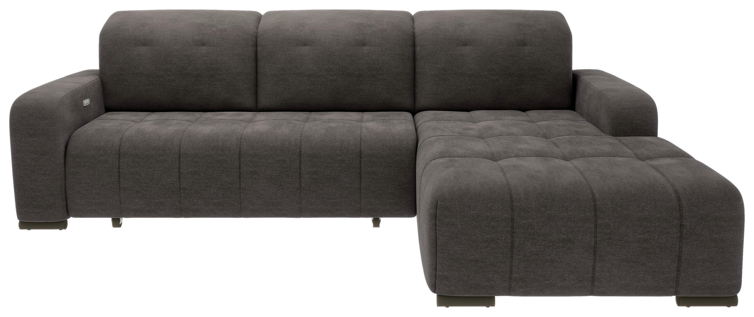 ECKSOFA Anthrazit Mikrofaser Kopfteilverstellung  - Anthrazit/Schwarz, MODERN, Textil/Metall (185/292cm) - Livetastic