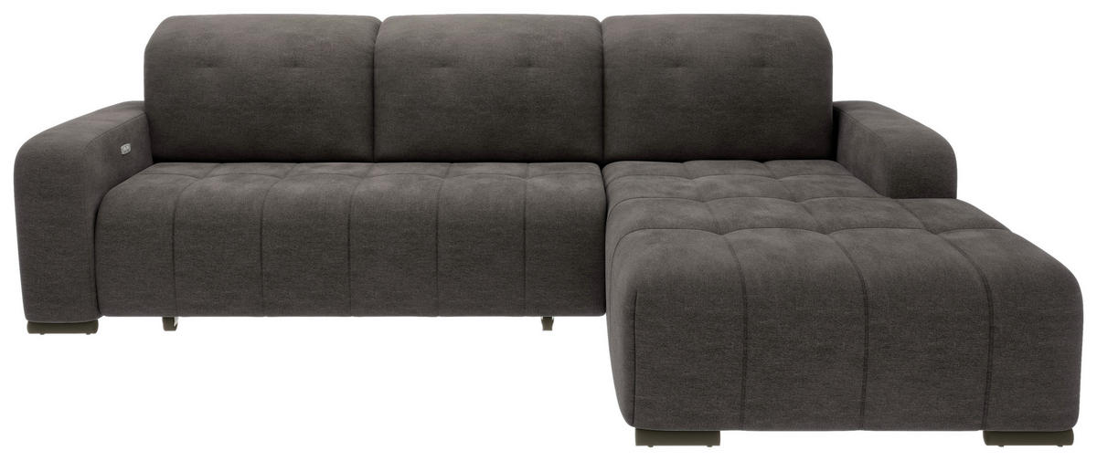 ECKSOFA  in Mikrofaser Anthrazit  185/292 cm  - Anthrazit/Schwarz, MODERN, Textil/Metall (185/292cm) - Livetastic