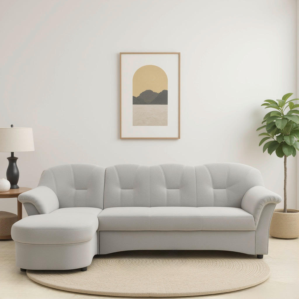 ECKSOFA FLORES FK Silberfarben Mikrofaser  - Silberfarben/Schwarz, KONVENTIONELL, Kunststoff/Textil (142/231cm) - MID.YOU