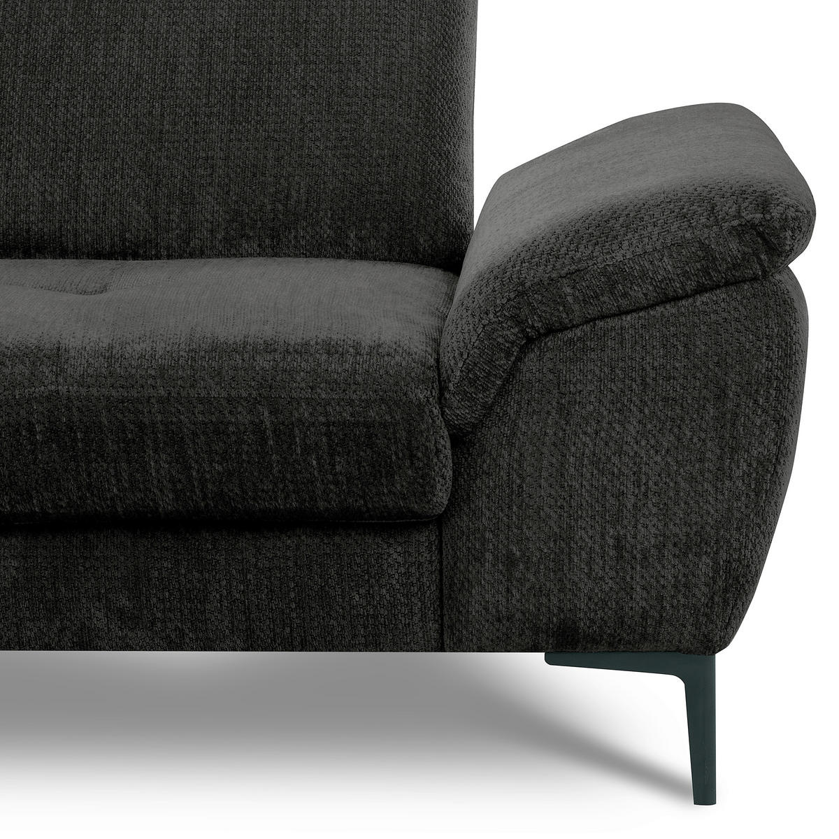 ECKSOFA  Webstoff Schwarz  - Schwarz, Design, Textil/Metall (195/268cm) - Livetastic