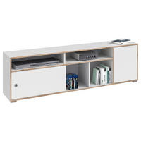 COMODĂ JOASĂ 181/55/40 cm  - argintiu/alb, Konventionell, plastic/material pe bază de lemn (181/55/40cm) - MID.YOU