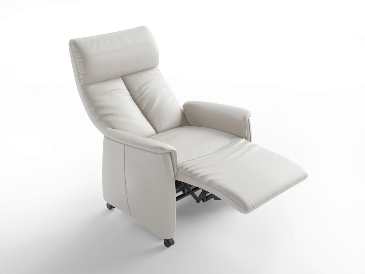 RELAXSESSEL in Leder Weiß  - Schwarz/Weiß, Basics, Leder/Kunststoff (76/119/84cm) - Sit & More