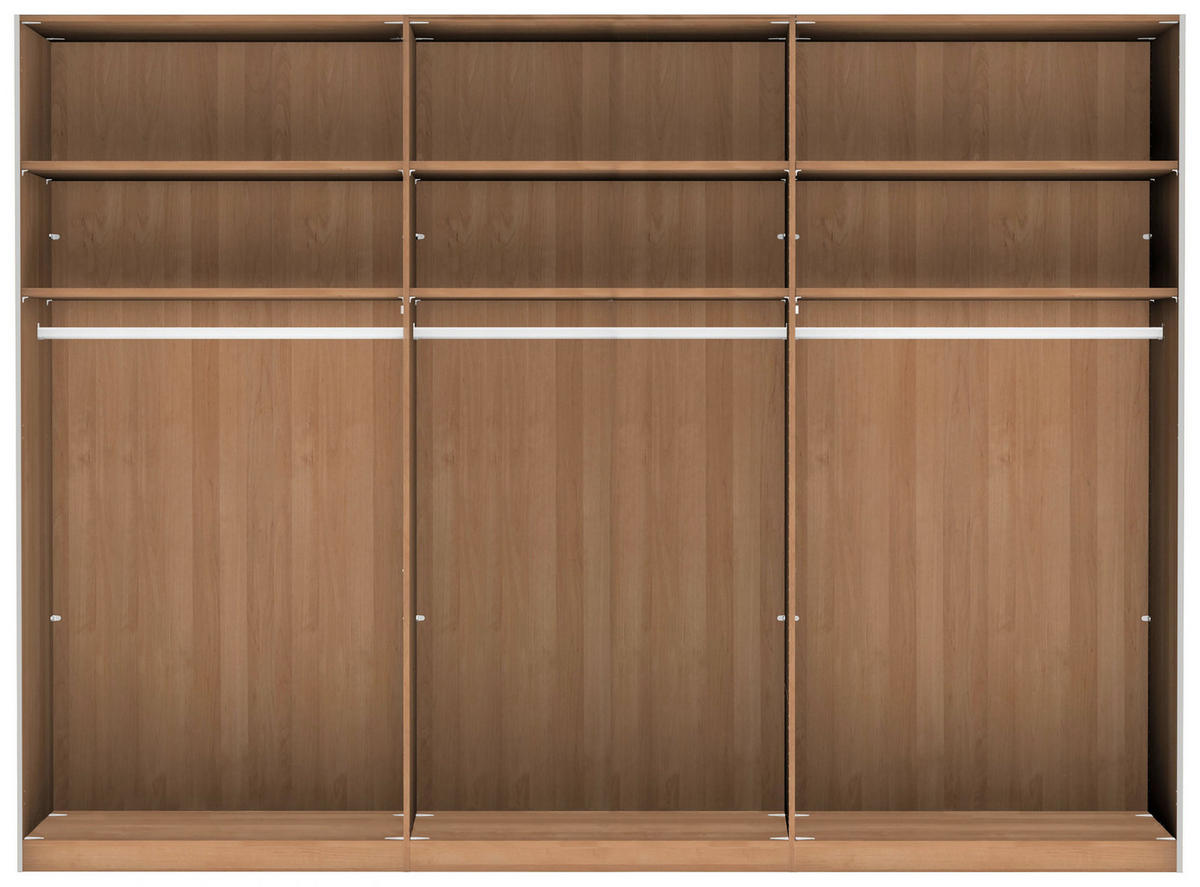 SCHWEBETÜRENSCHRANK 300/236/67 cm 3-türig Buchefarben  - Buchefarben, Natur, Glas/Holz (300/236/67cm) - Linea Natura